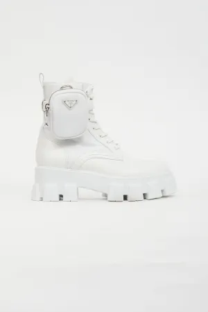 White Monolith Leather Lug Sole Boot