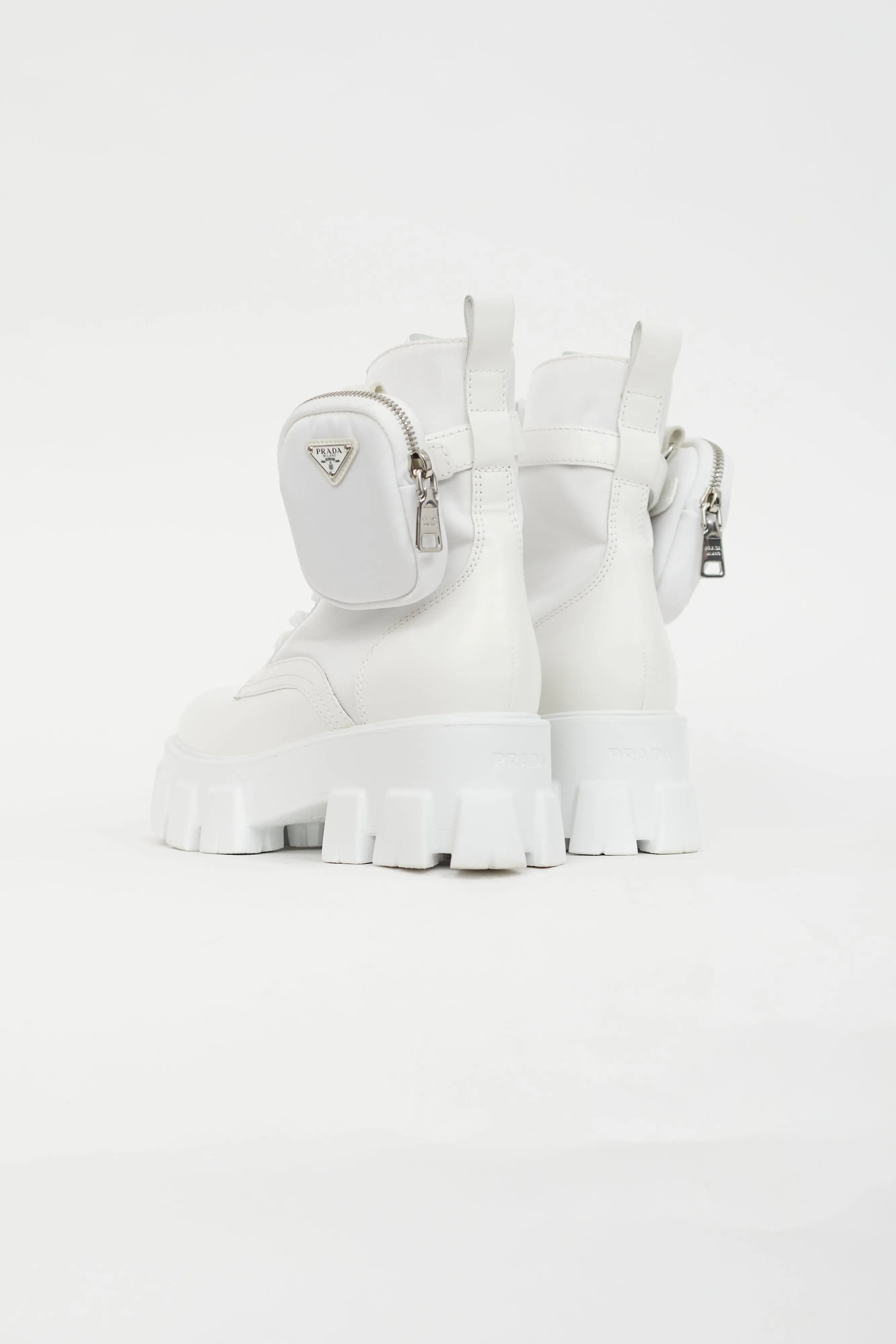 White Monolith Leather Lug Sole Boot