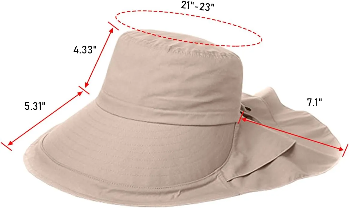 Womens Sun Hat UPF 50  Wide Brim and Ponytail Hole, Hiking Safari Hat with Neck Flap??