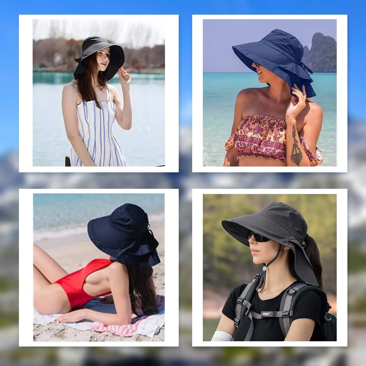 Womens Sun Hat UPF 50  Wide Brim and Ponytail Hole, Hiking Safari Hat with Neck Flap??