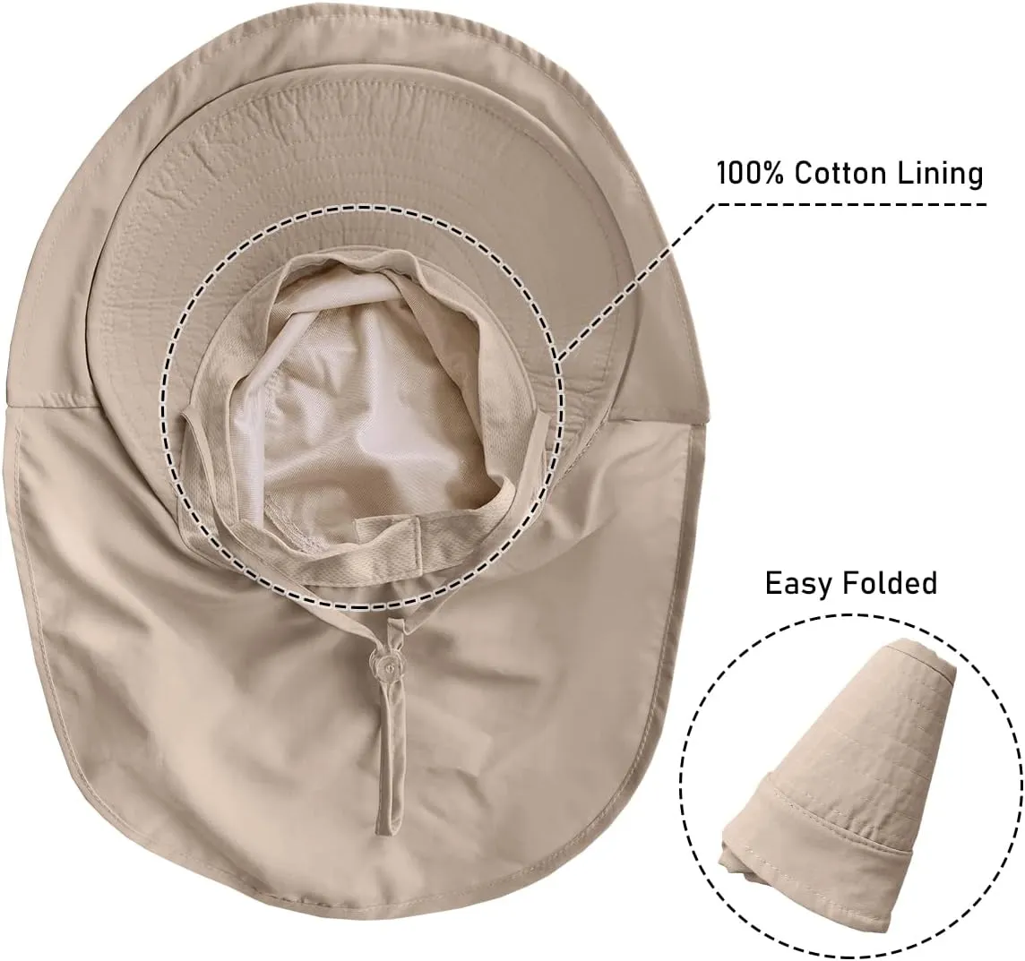Womens Sun Hat UPF 50  Wide Brim and Ponytail Hole, Hiking Safari Hat with Neck Flap??