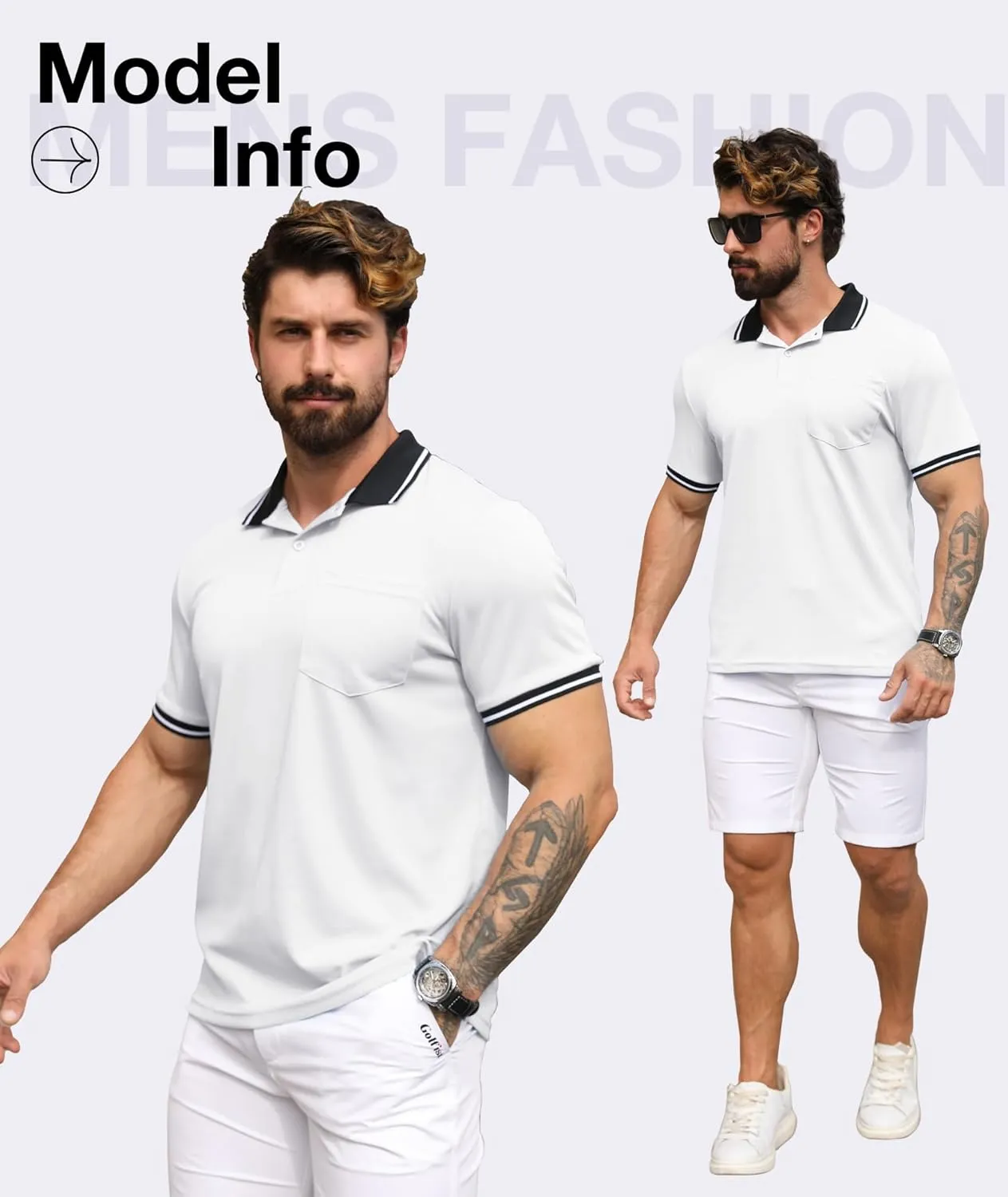 ZITY 3 Pack Men Polo Shirts Short Sleeve with Pocket Sport Wicking Shirts for Men Casual Athletic Collared T-Shirts